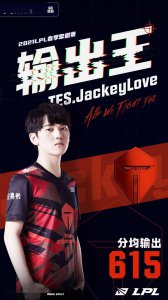 JackeyLove荣膺2021LPL春季常规赛输出王